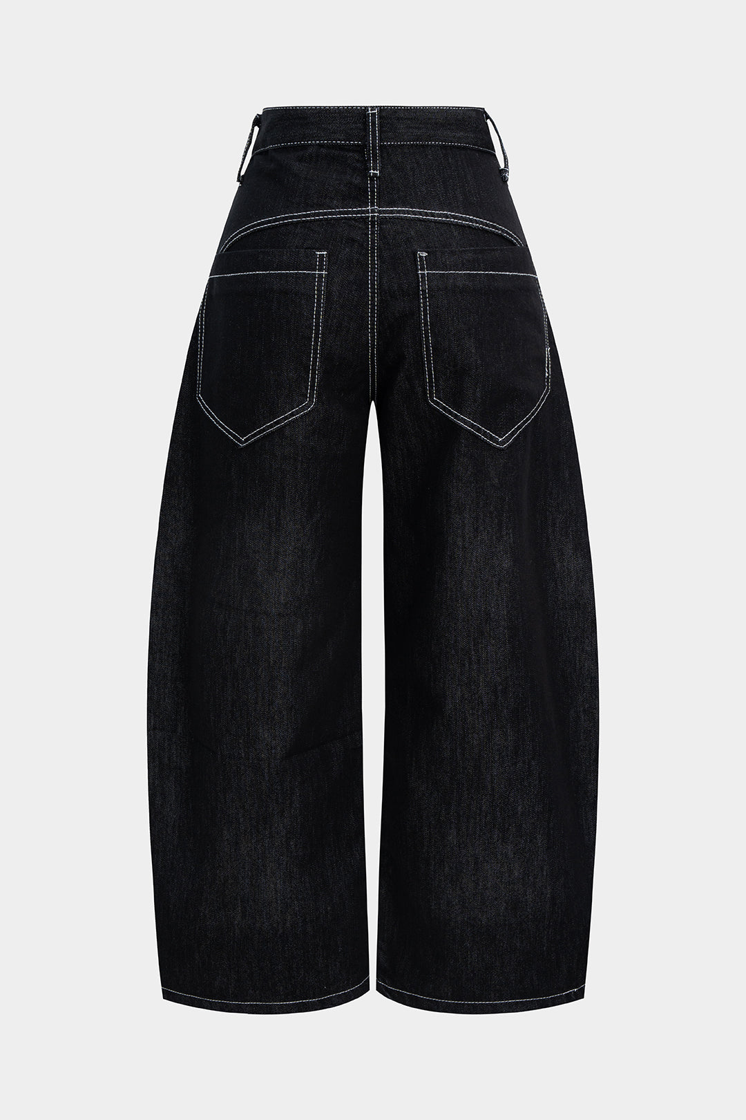 Derin Lacivert Denim Kontrast Dikişli Tokalı Pantolon