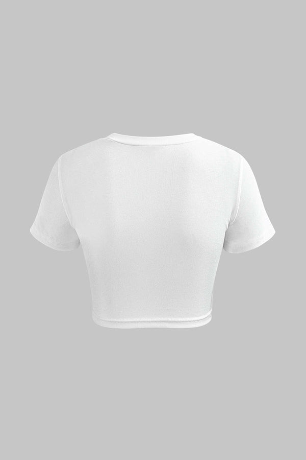 Basic Twist Hem Crop Tişört