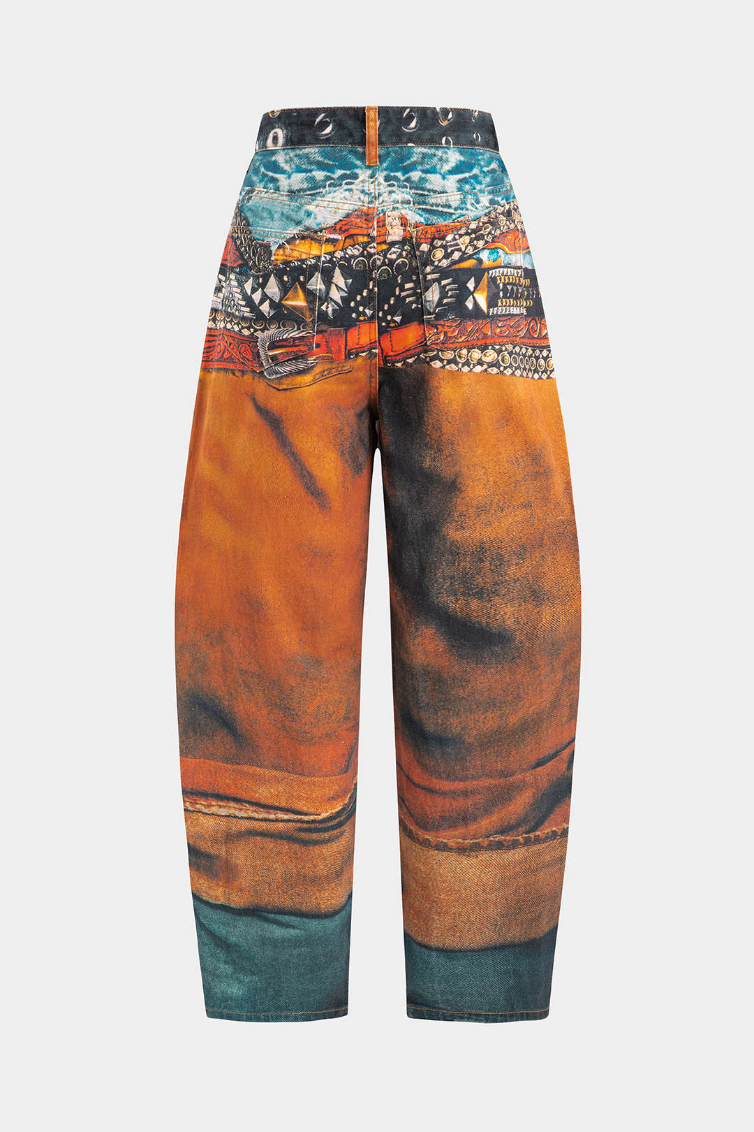 Retro Baskılı Denim Varil Jeanler