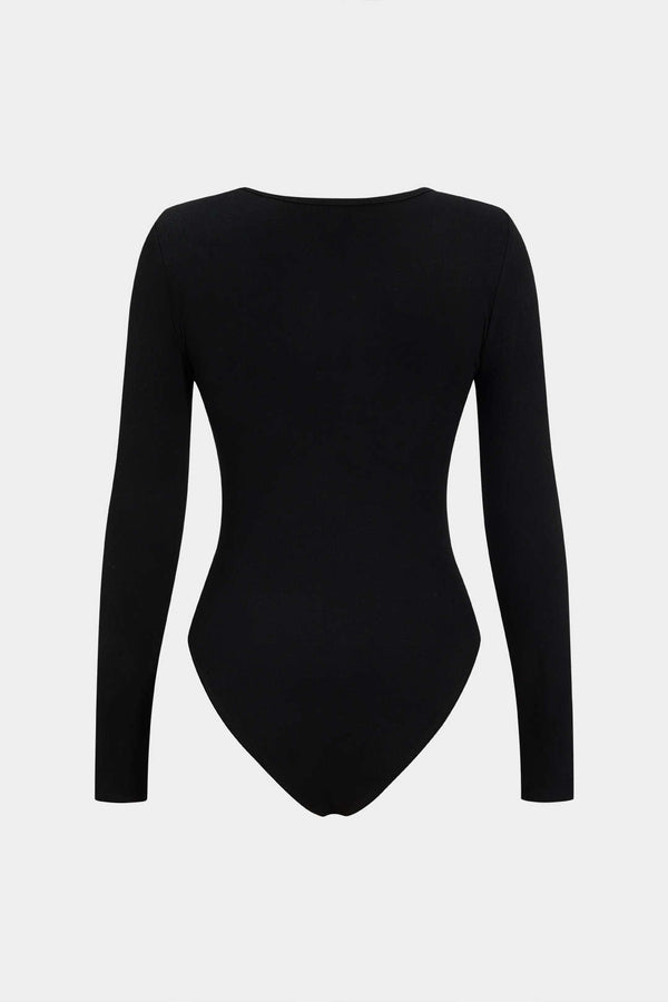 Kesik Detaylı Uzun Kollu Bodysuit Özel Günler İçin Şık