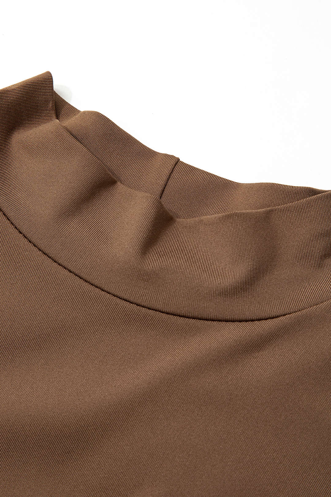 Suni Deri Panel Detaylı Uzun Kollu Mock Yaka Bodysuit