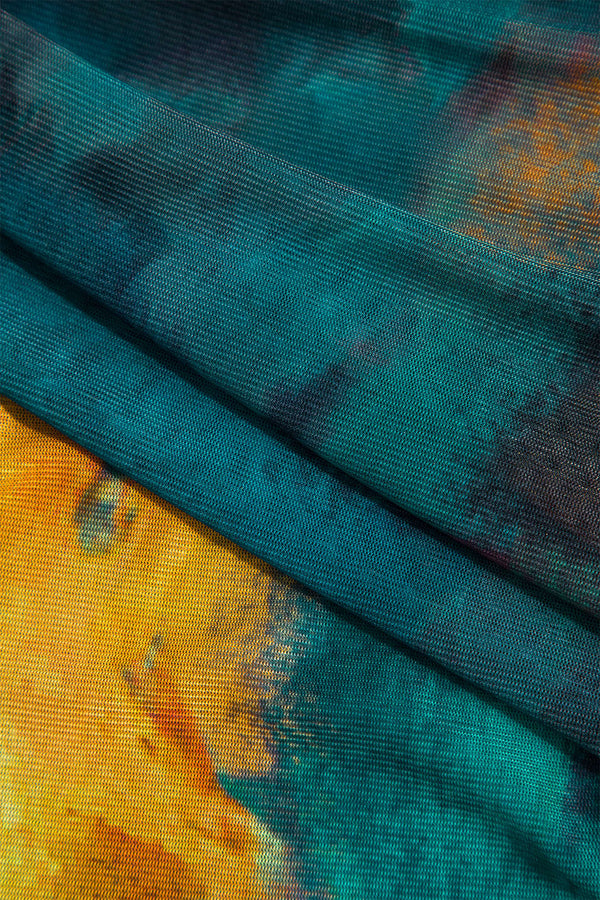 Tie Dye Baskılı Uzun Kollu Bodysuit Desenli Şık Göz Alıcı