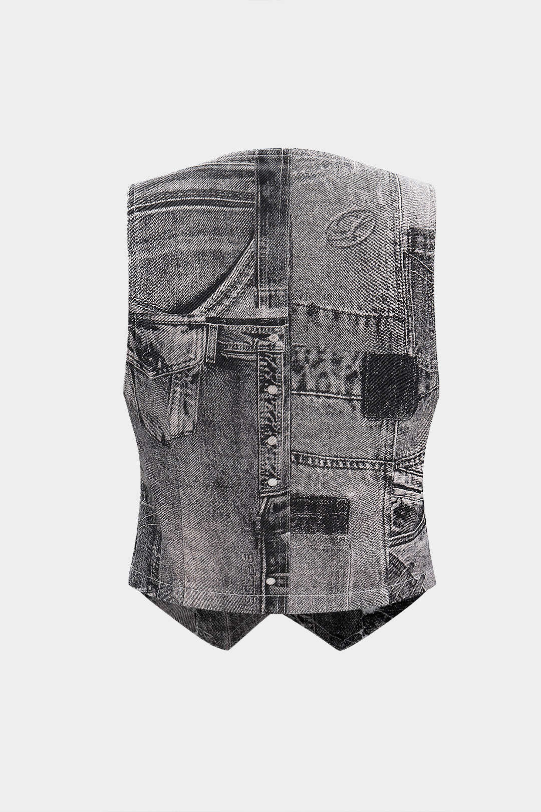 KoyuÇivitMavimsiTonları V Yaka Denim Yelek Sahte Cepli