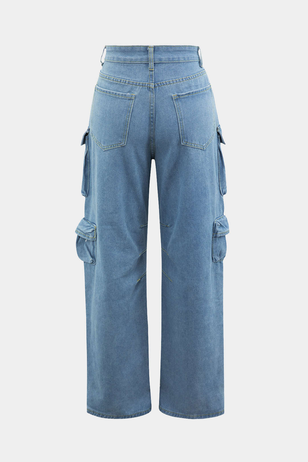 Çok Cepli Rulo Kenar Geniş Paça Kargo Jean
