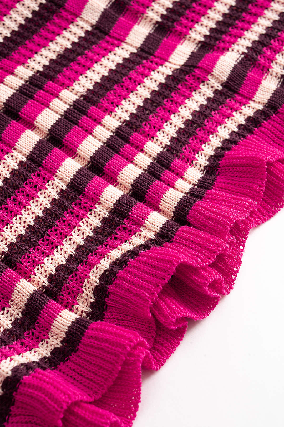 Çizgili Kontrast Baskılı Patchwork Triko Kısa Kollu Üst