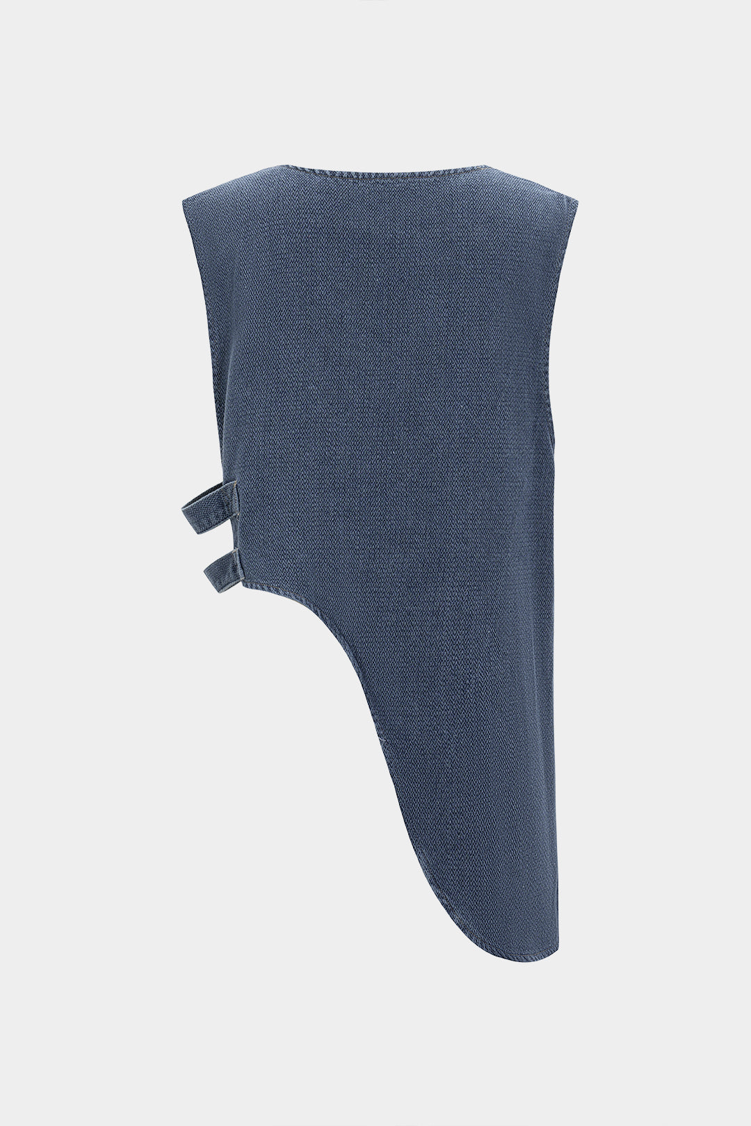 Gümüş Denim Parlaklık Metalik Asimetrik Kesimli Yelek