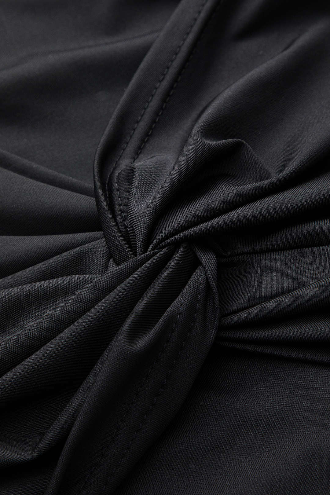 Büzgülü Düğüm Detaylı Uzun Kollu Bodysuit Polyester Elastan