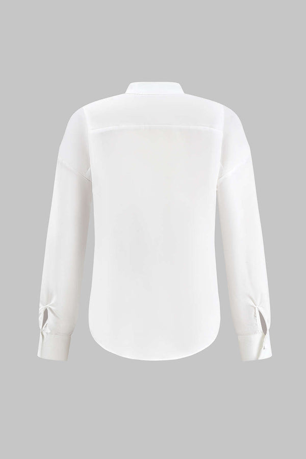 Çiçekli Desenli Düğmeli Uzun Kollu Polyester Gömlek
