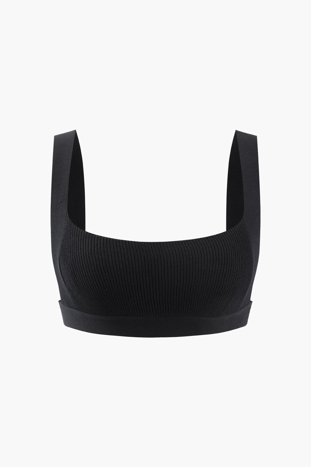 Örgü Kare Yaka Kısa Tank Top Ve Tokalı Midi Etek Seti