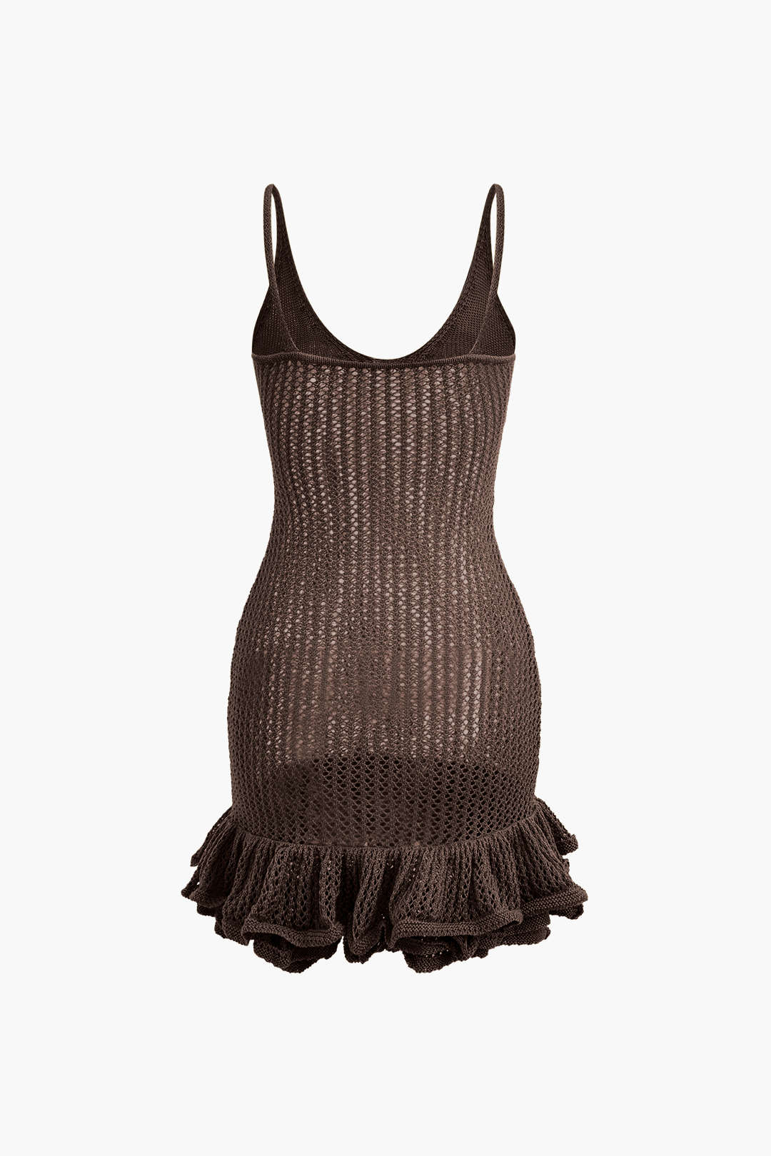Açık Dikiş Ruffle Kenar Mini Elbise