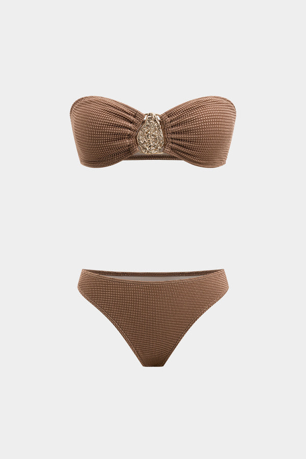 Metallic Dekor Bikini Ve Cover Up Seti