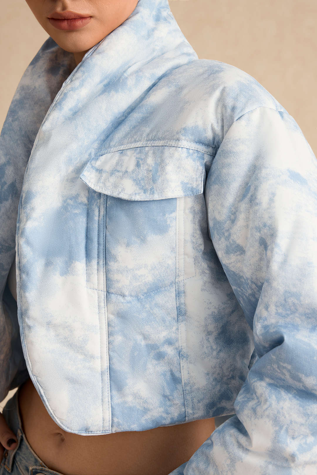 Çoklu Renkli TieDye Kapitone Şişme Polyester Kaban