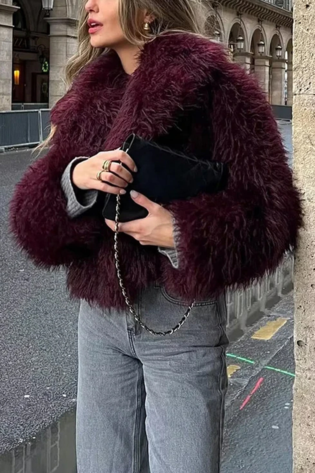 Koyu Siyah Suni Kürk Kaplama Ceket