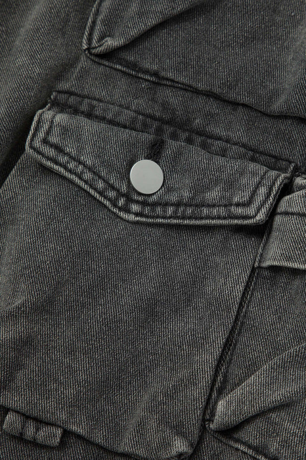 Çok Cepli Rulo Kenar Geniş Paça Kargo Jean