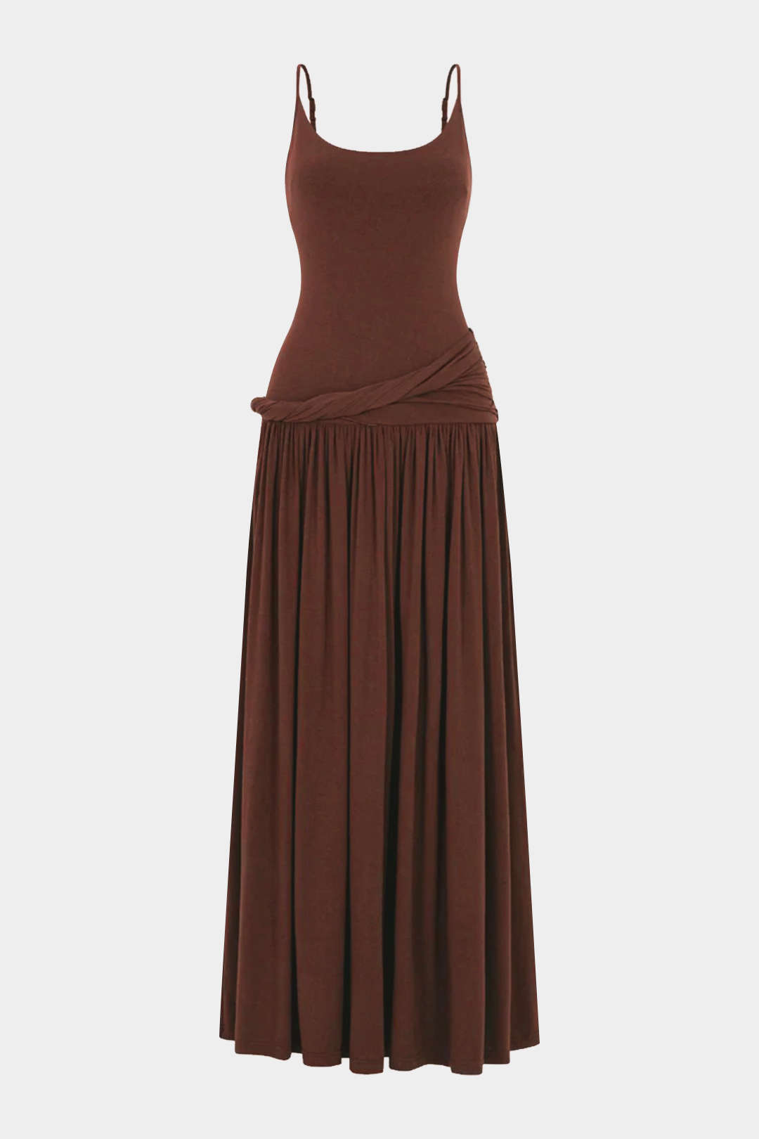 Siyah Düğüm Detaylı Asimetrik Maxi Polyester Elbise