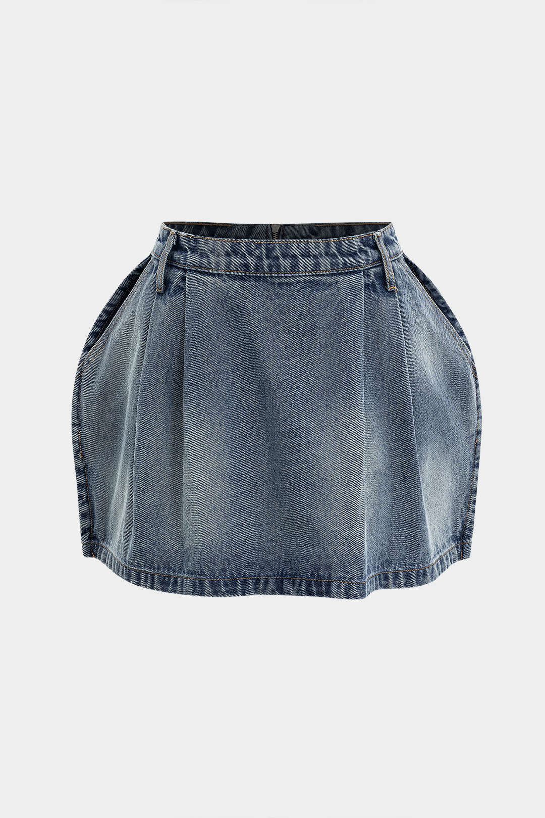 Denim Puf Etek Mini Skirt