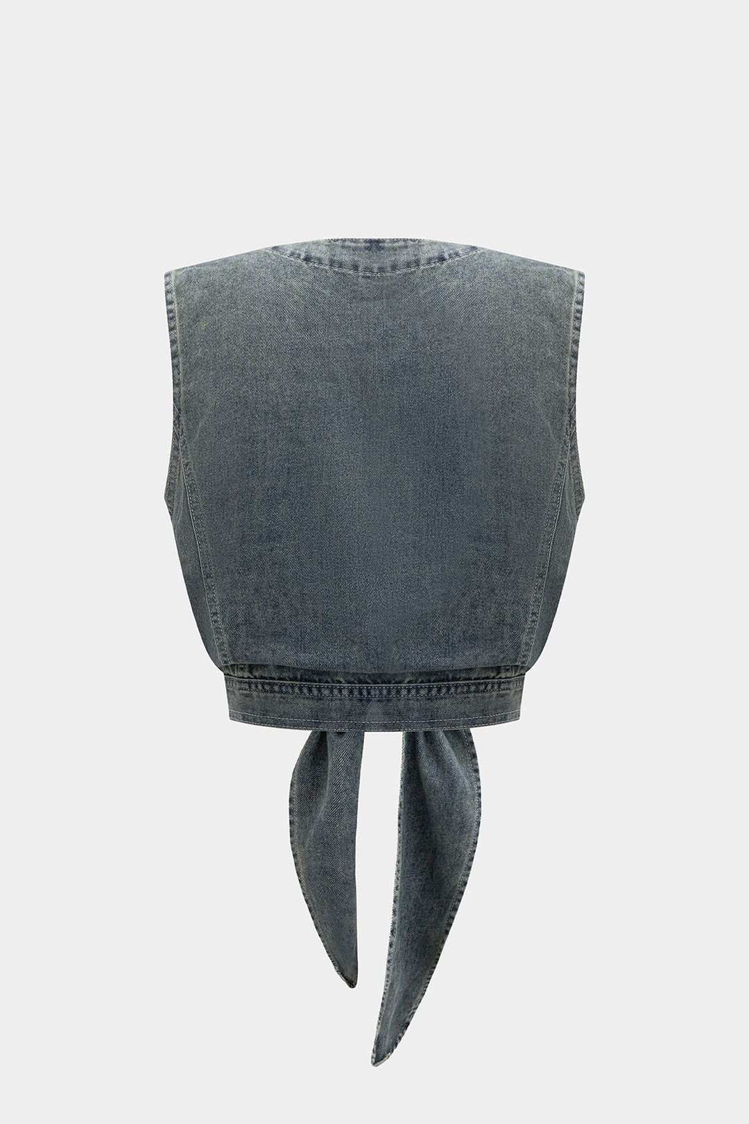 Gece Mavisi Ön Bağlamalı Özelleştirilmiş Denim Yelek