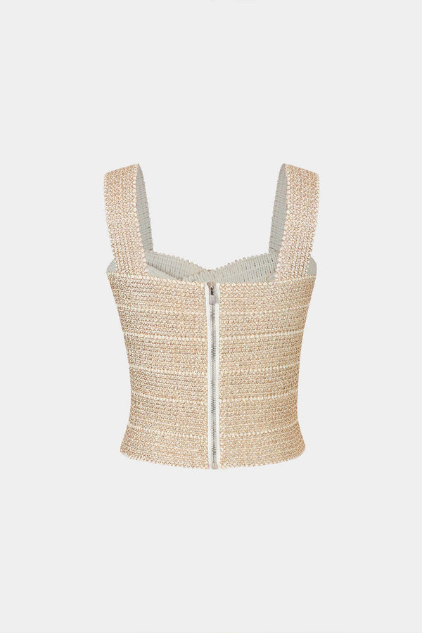Zip Arkası Crop Bandaj Tank Üstü