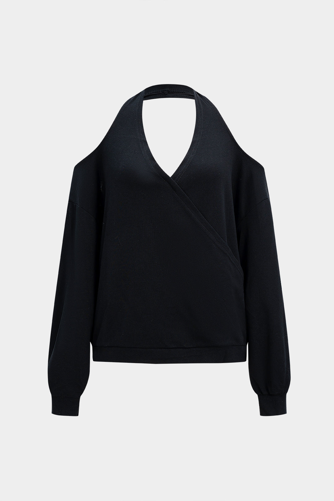 Halter Yaka Sırtı Açık Sweatshirt Şık Tasarım Günlük