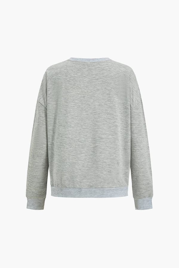 Günlük Kullanıma Uygun Fermarlı Omuz Zip Detay Sweatshirt