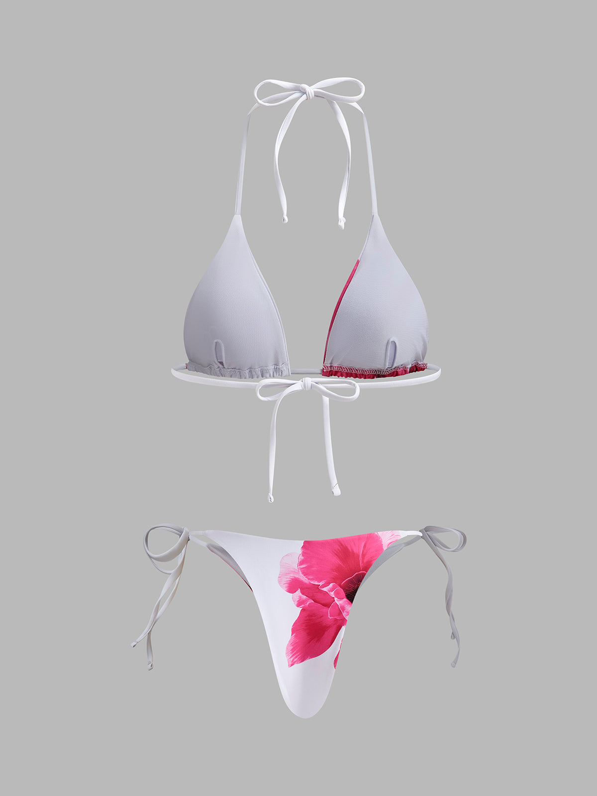 Cazip Çiçekli Bikini Seti Şeffaf Etek ile Birlikte