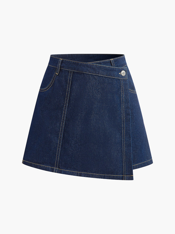 Şık Denim Kısa Takım Cep Detayı