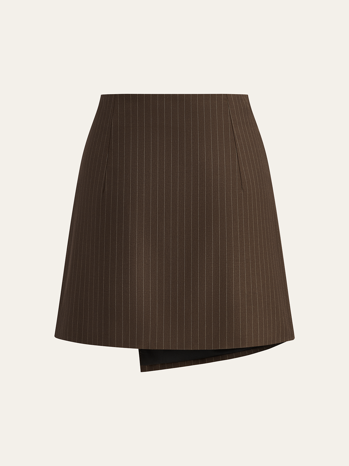 Koyu Siyah Pinstripe Wrap İnce Kumaş Etek