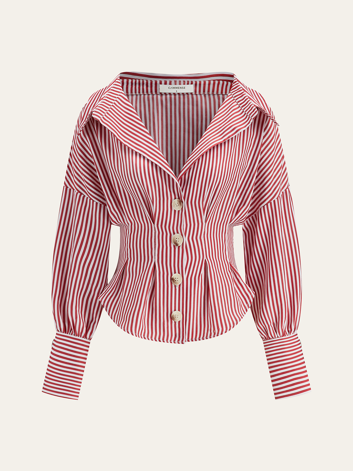 Gri Çizgili Yaka Bel Büzgülü Polyester Premium Ceket