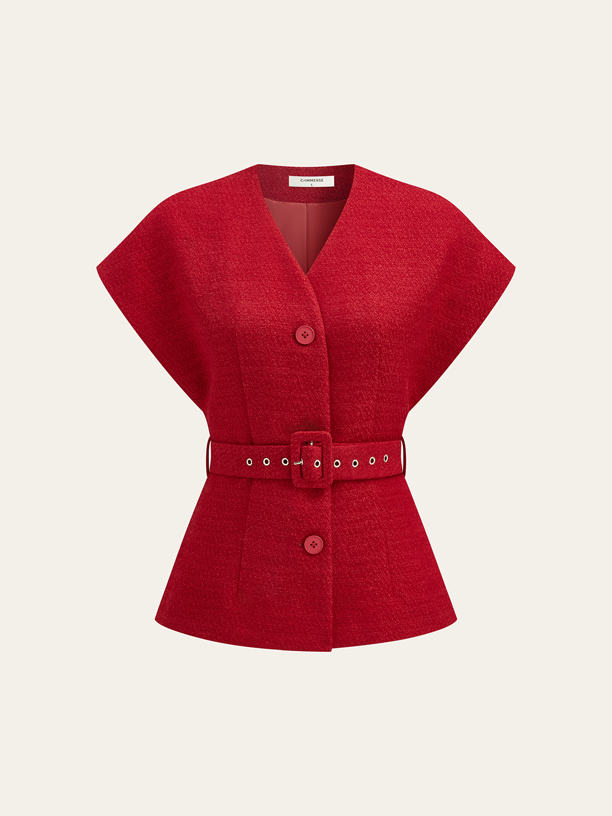 Gri Kemerli Tweed Yelek