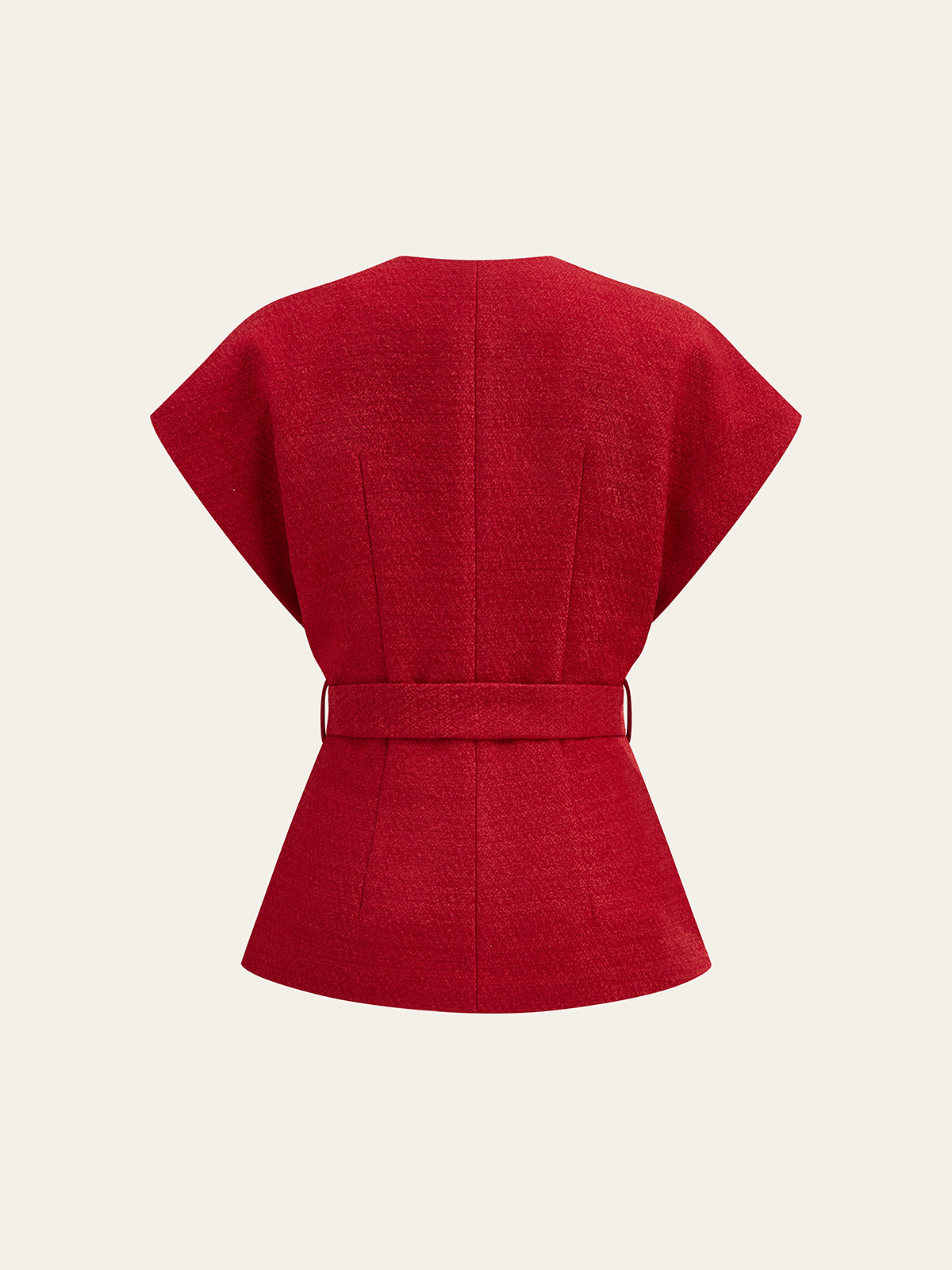 Gri Kemerli Tweed Yelek