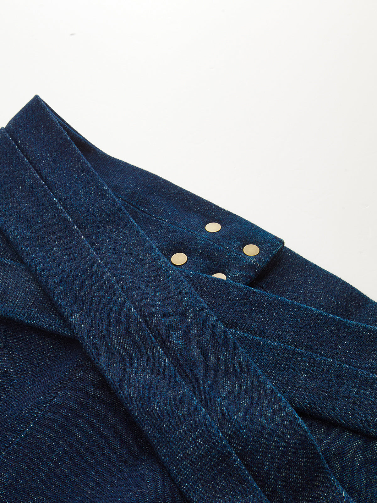 Lacivert Koyu İpeksi Denim Kumaş Yüksek-Bel Pantolon