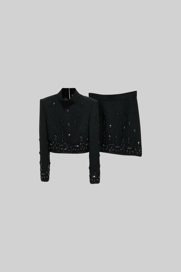 Elmas Süslemeli Mini Etekli Set