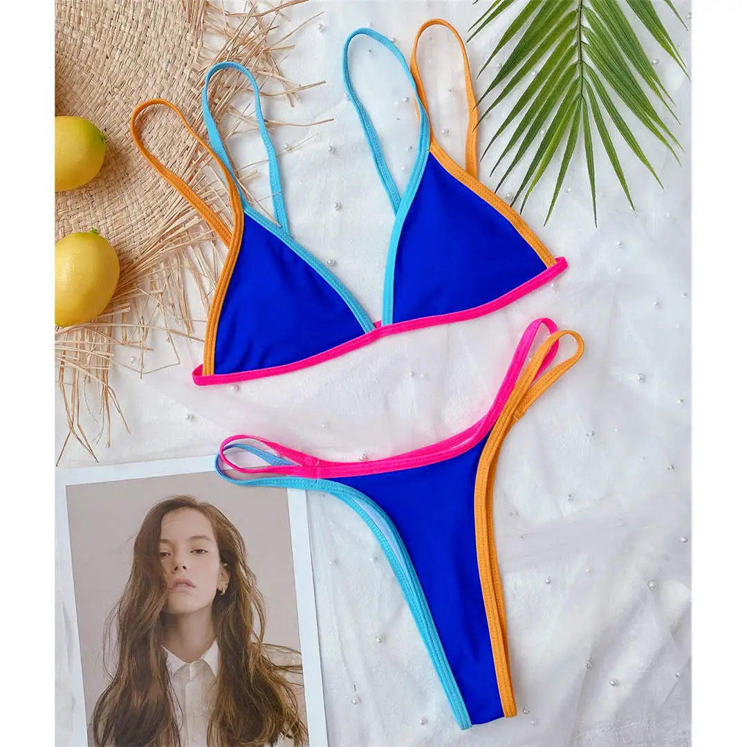 Yüksek Bacak Kesimi Düşük Bel Naylon Spandex Bikini Takımı