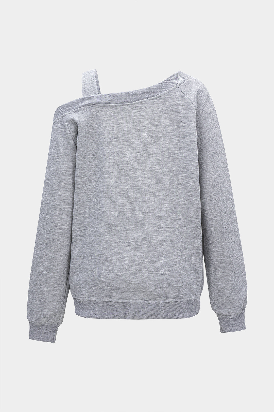 Asimetrik Omuzlu Uzun Kollu Sweatshirt Kadife Dokunuşlu