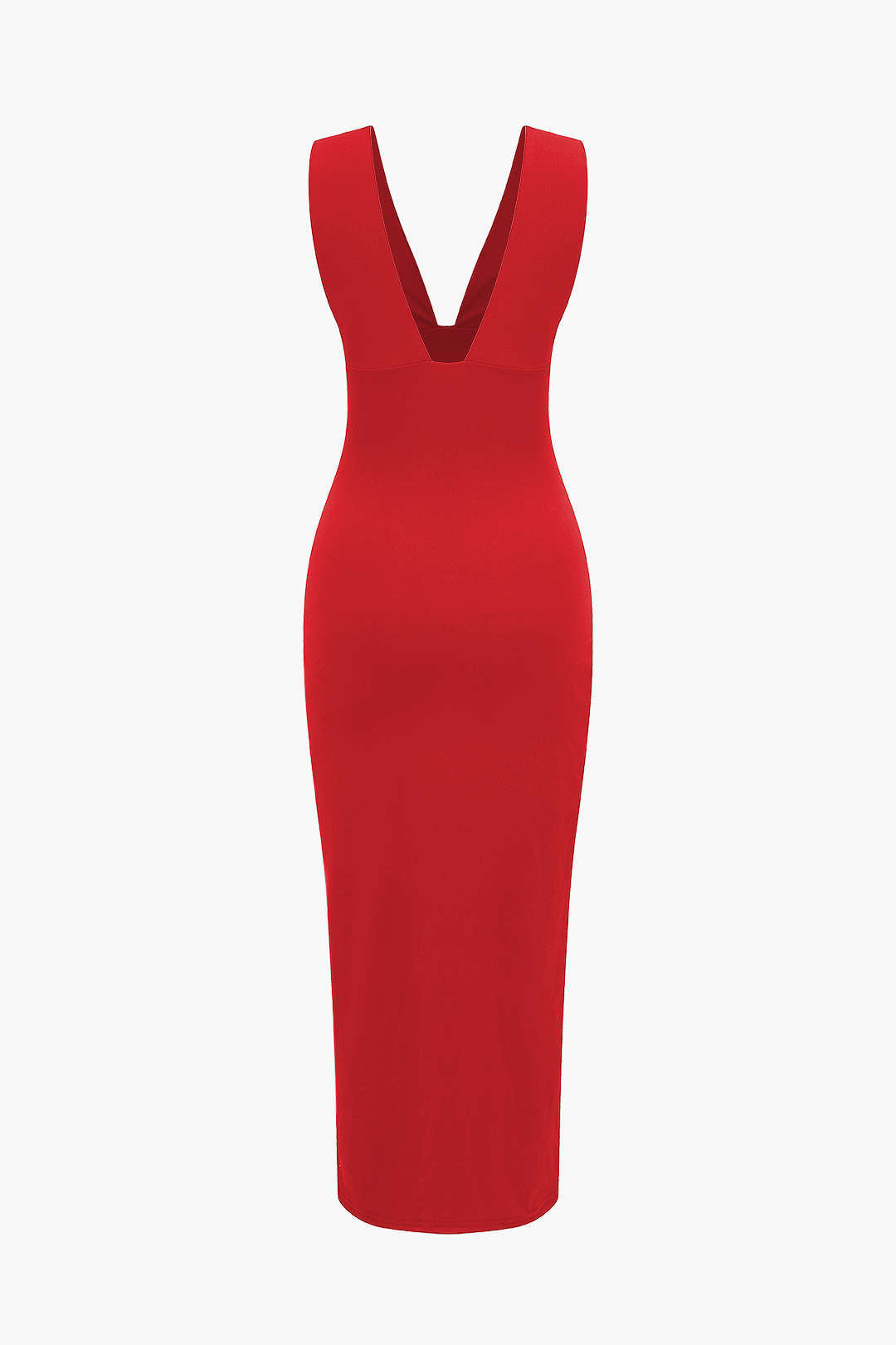 Siyah Sırtı Açık Büzgülü Yırtmaçlı Polyester Elbise