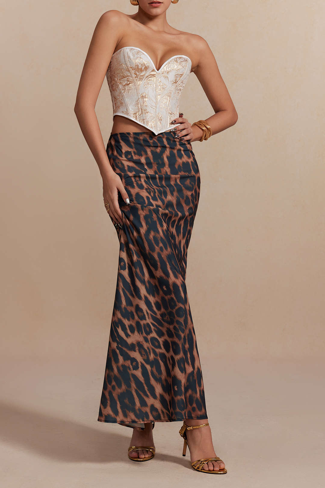 Leopar Desenli İhtişamlı Etek