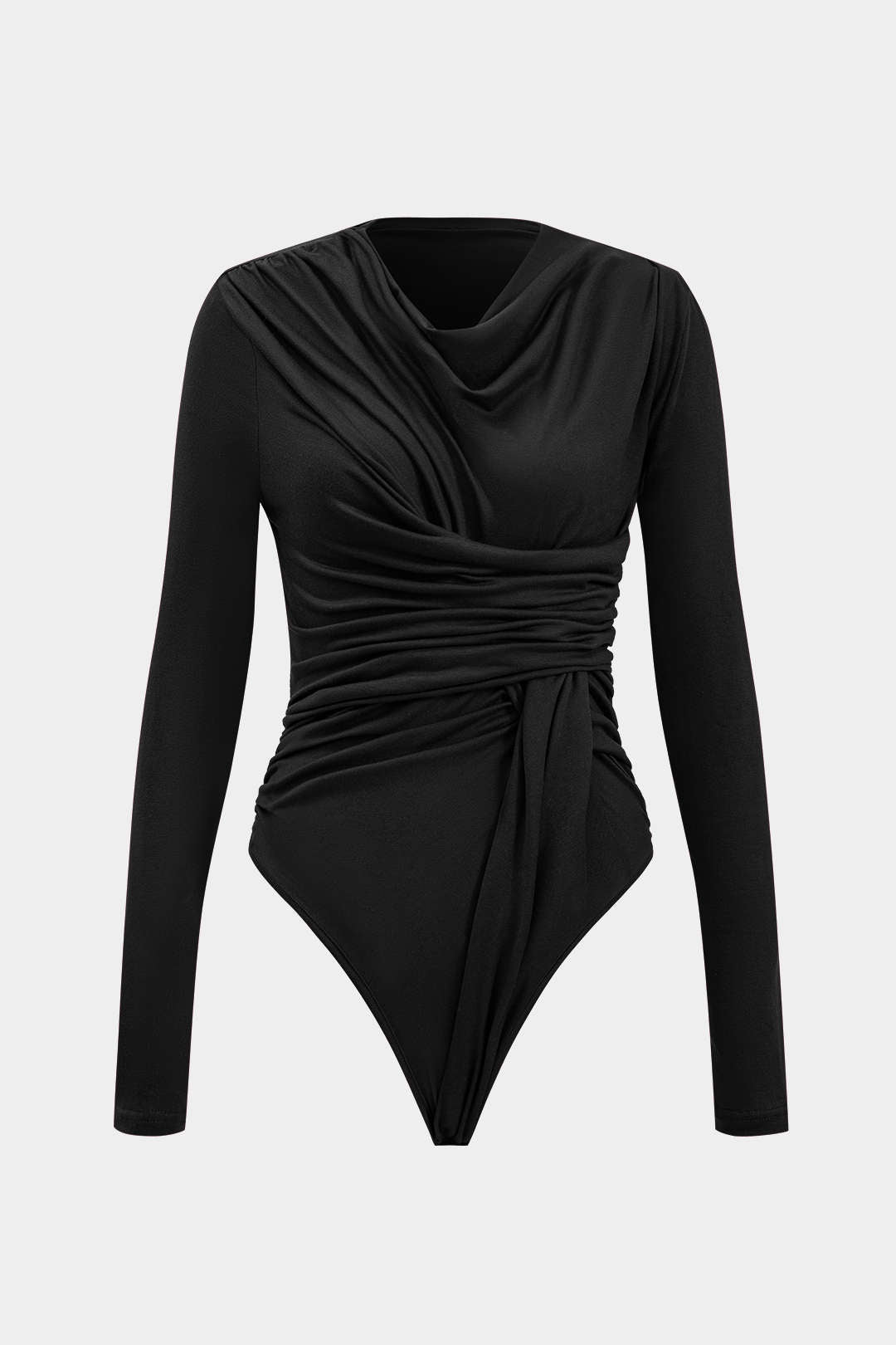 Örgü Büzgülü Uzun Kollu Bodysuit Kadın Modası Günlük Şık