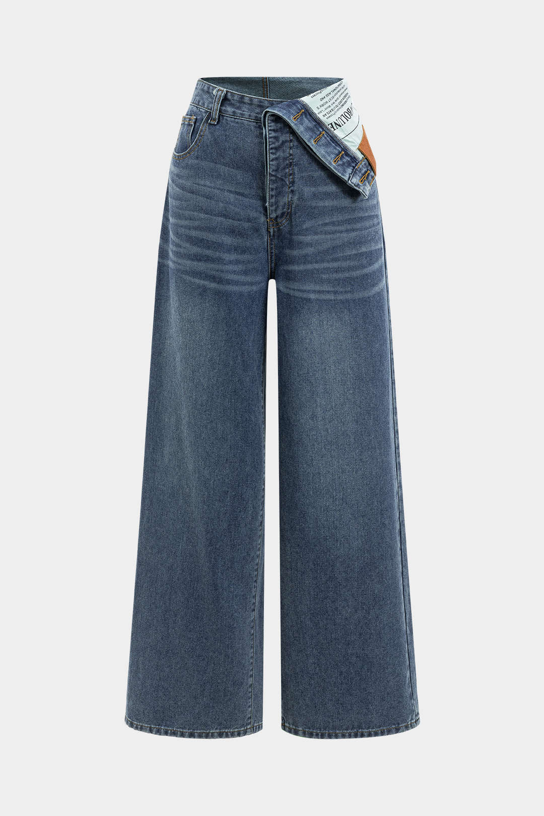Denim Asimetrik Yüksek Bel Jean