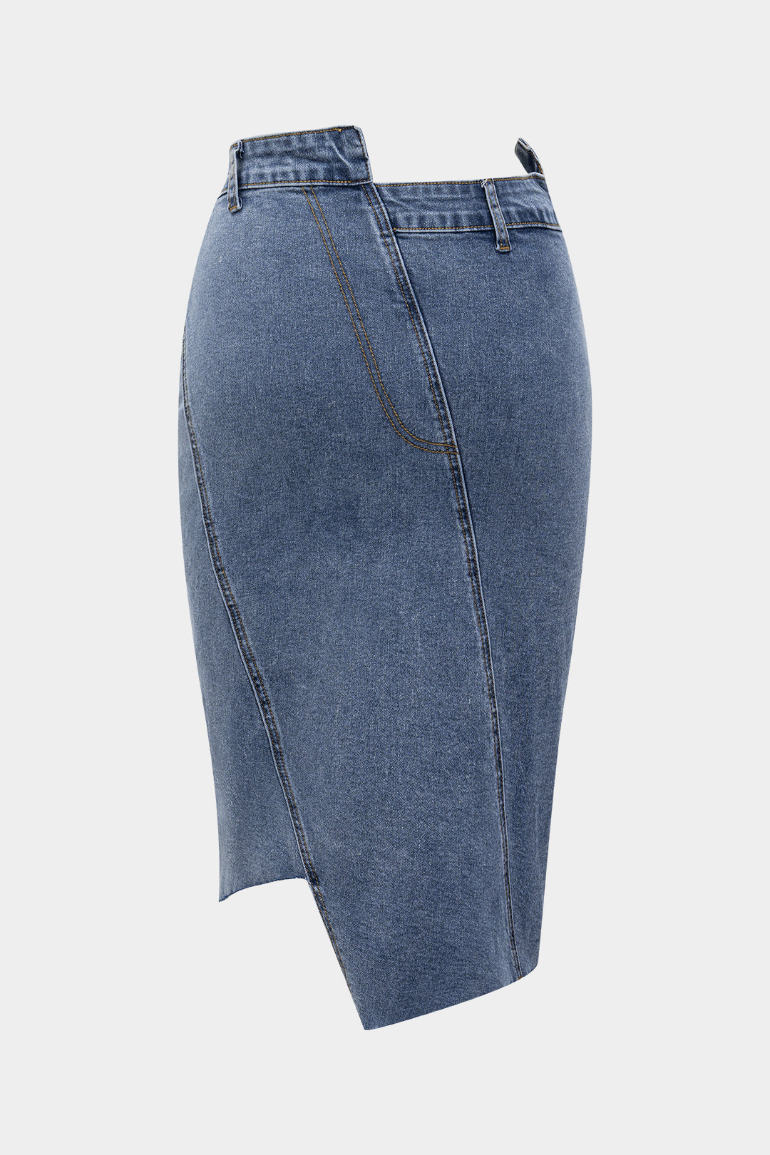 Denim Asimetrik Düğmeli Etek