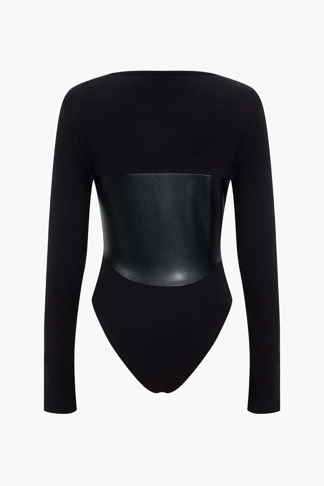 Suni Deri Uzun Kollu Patchwork Bodysuit Şık Tasarım