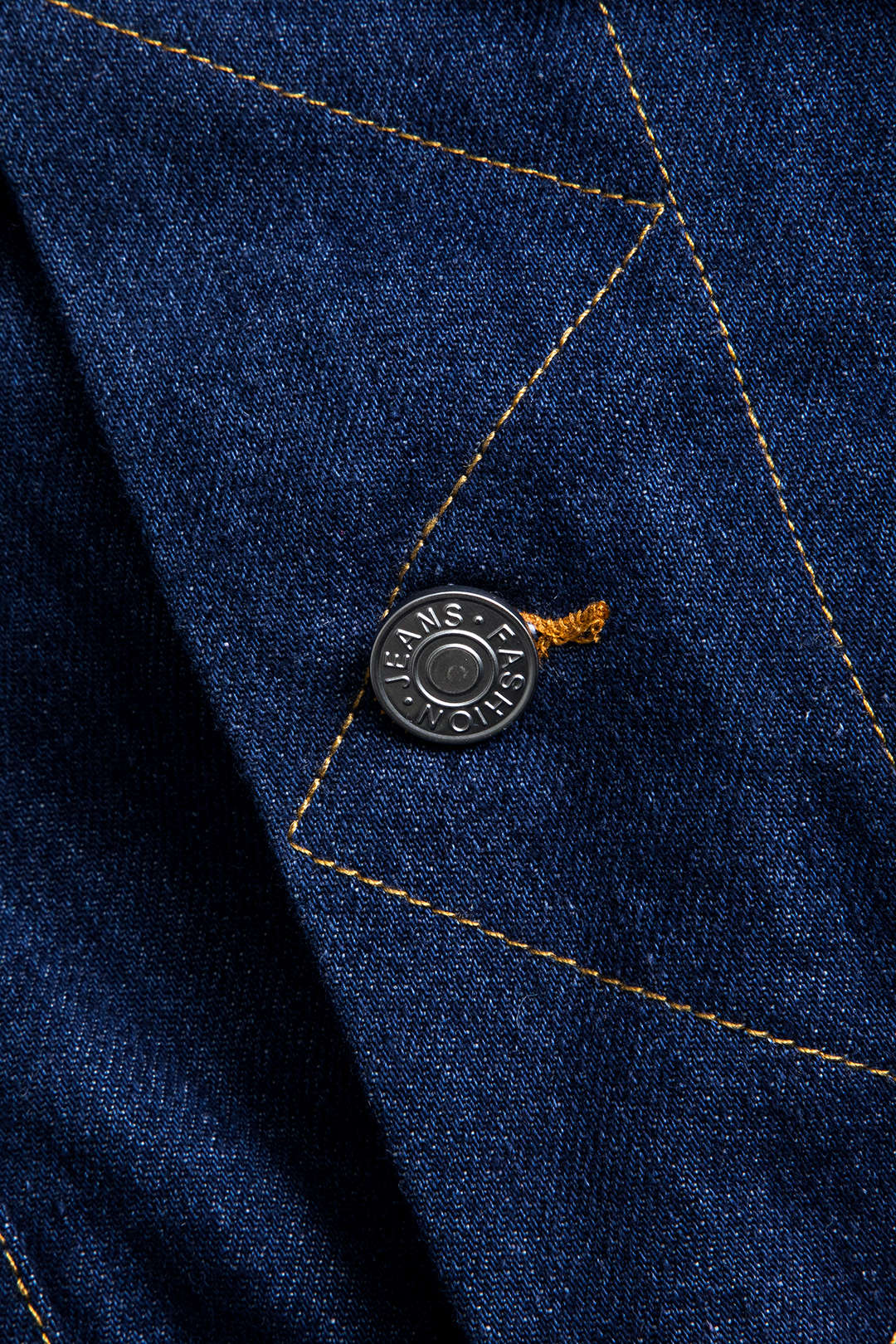Lacivert Denim Düğmeli Büzgülü Cepli Detaylı Ceket