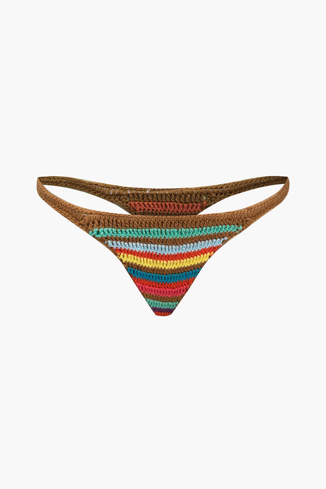 Gökkuşağı Çizgili Kroşe Bikini Seti