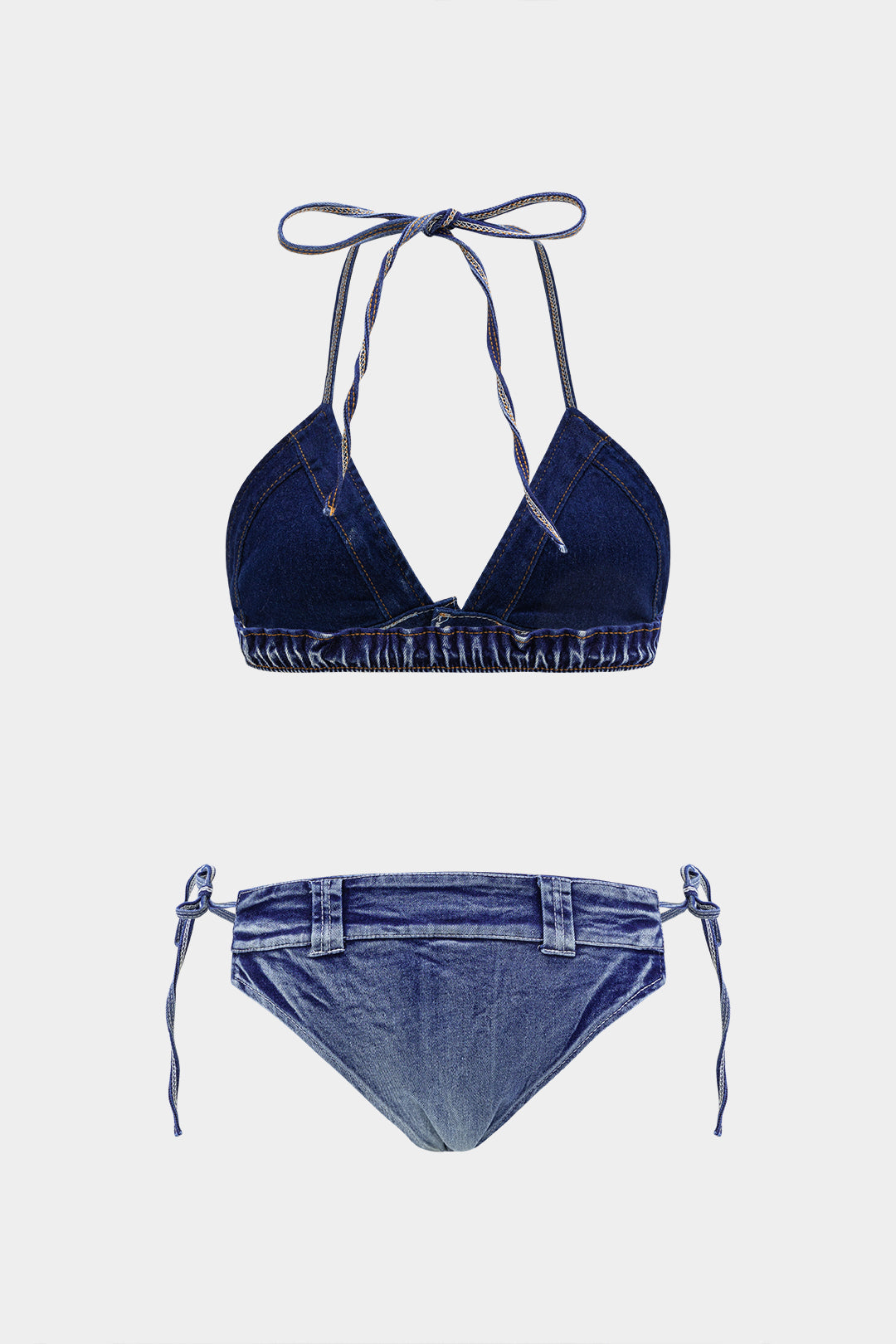 Denim Bağlama Bikini Takımı
