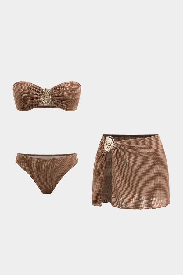 Metallic Dekor Bikini Ve Cover Up Seti