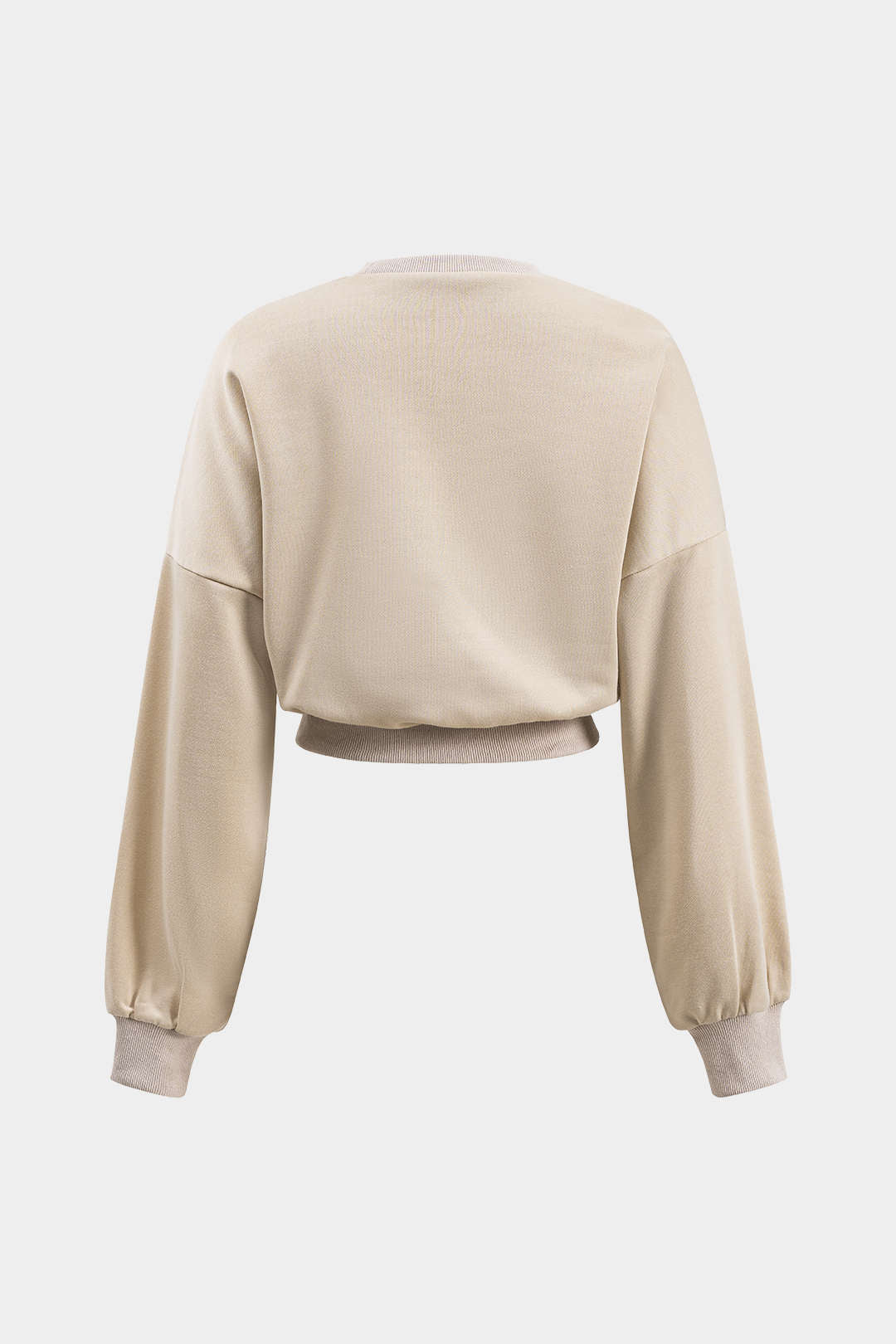 Yuvarlak Yaka Kemerli Uzun Kollu Sweatshirt Günlük Rahat