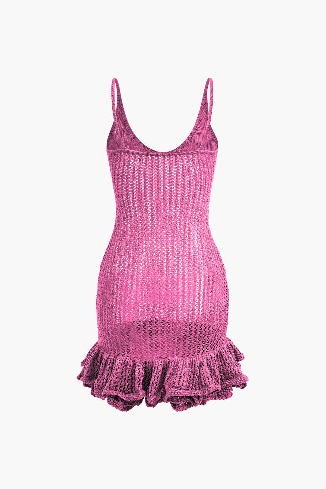 Açık Dikiş Ruffle Kenar Mini Elbise