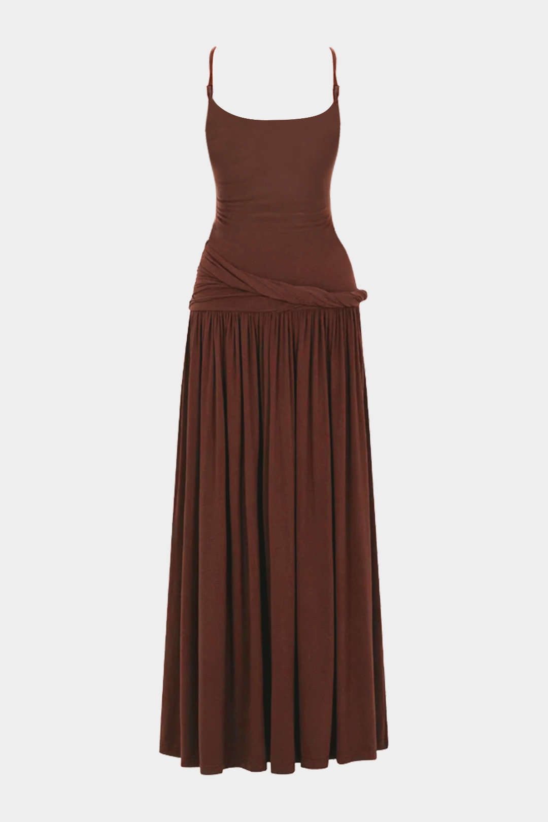 Siyah Düğüm Detaylı Asimetrik Maxi Polyester Elbise