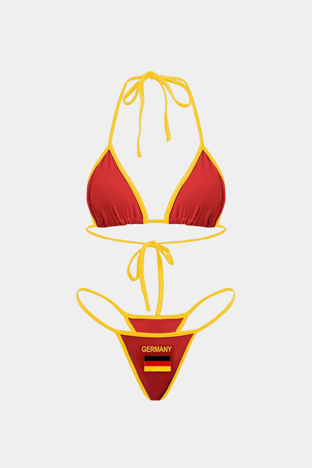 Jamaika İşlemeli Kontrast Bikini Seti