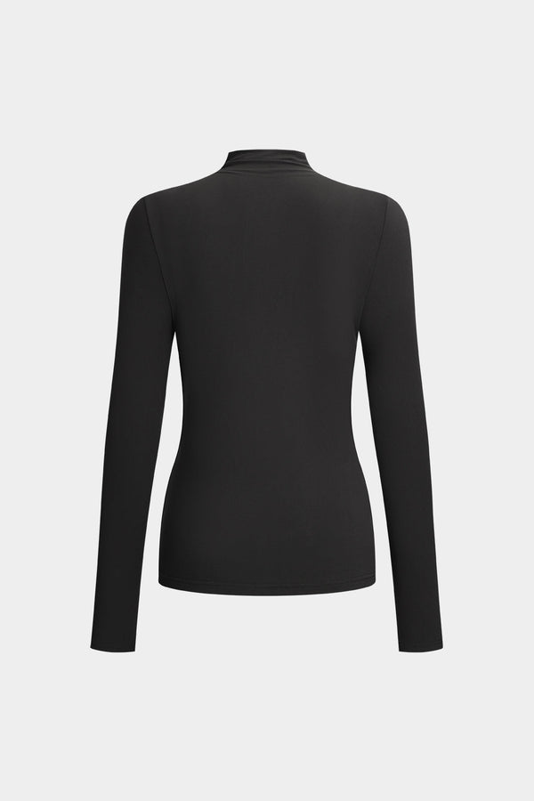 Büzgülü Yaka Uzun Kollu Bluz Polyester Elastan Karışım