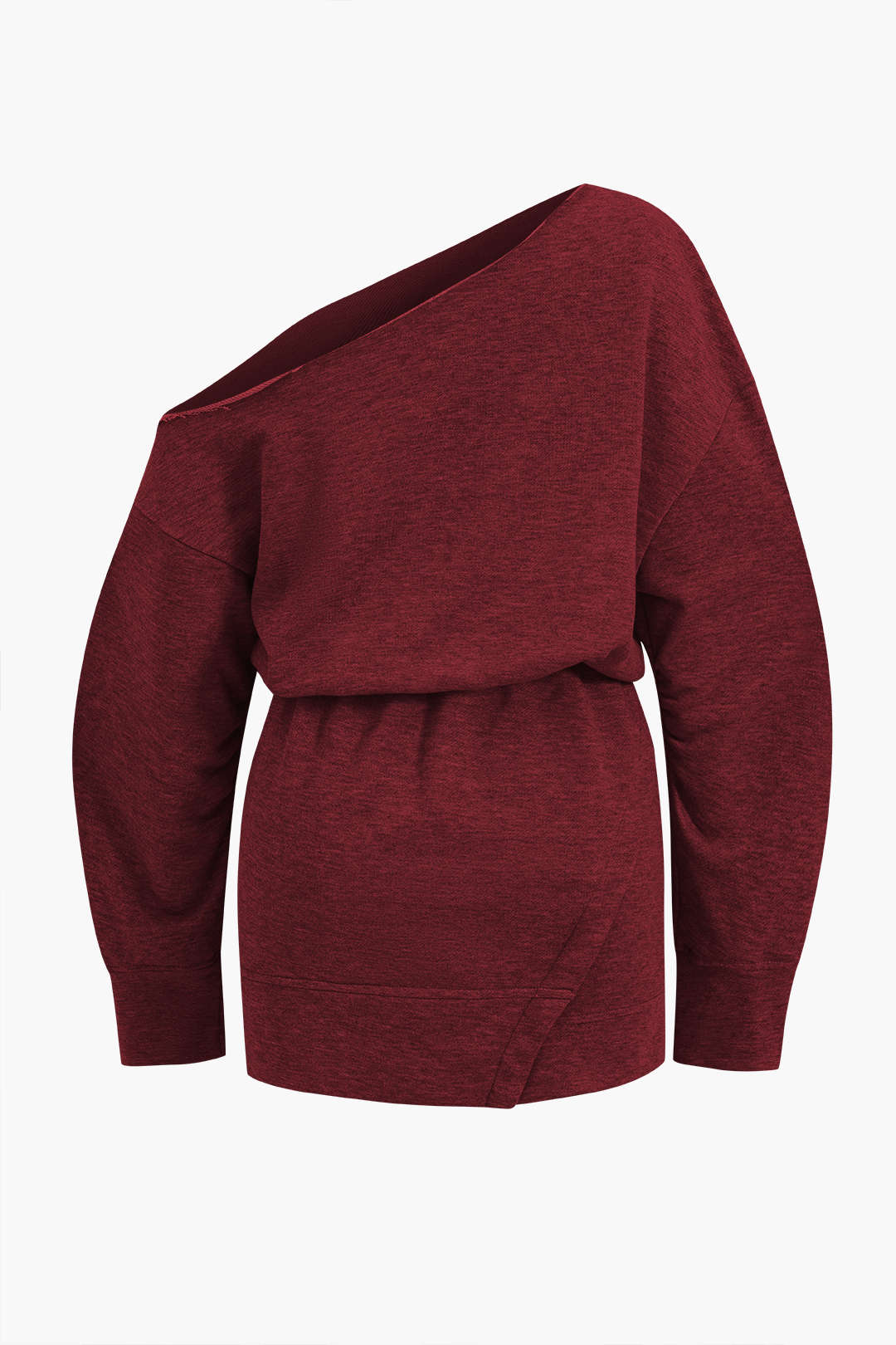 Siyah Asimetrik Uzun Kollu Polyester Elastane Elbise